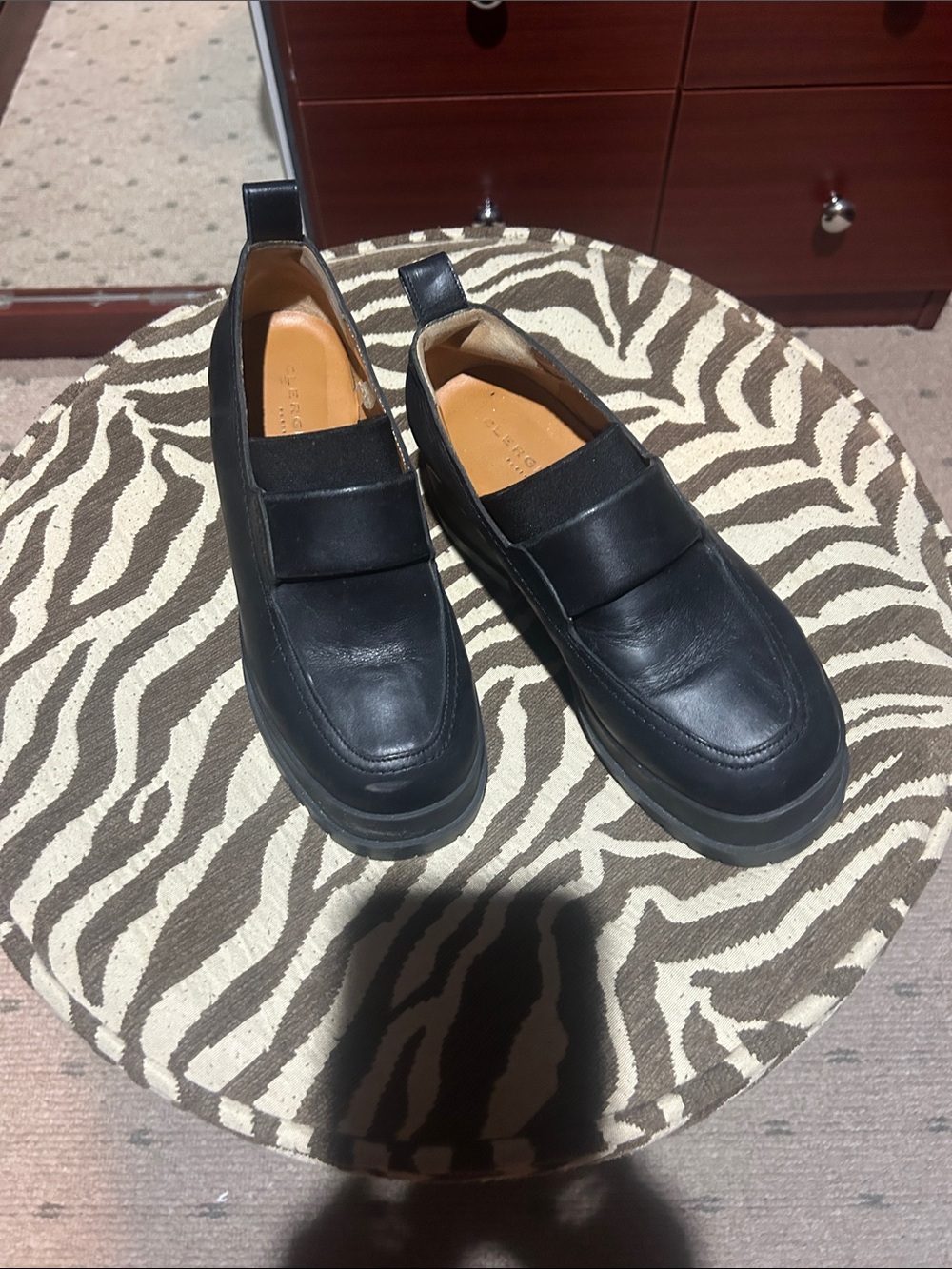 Robert Clergerie Black Leather Slip-On Loafers